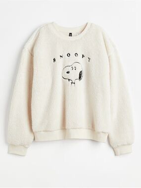 H&M Cream Snoopy Plush Crewneck Sweatshirt